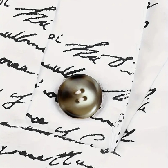 Tunic blouse blk/white script pattern. Loose fit. nwot Great spring summer Beach - Picture 2 of 5